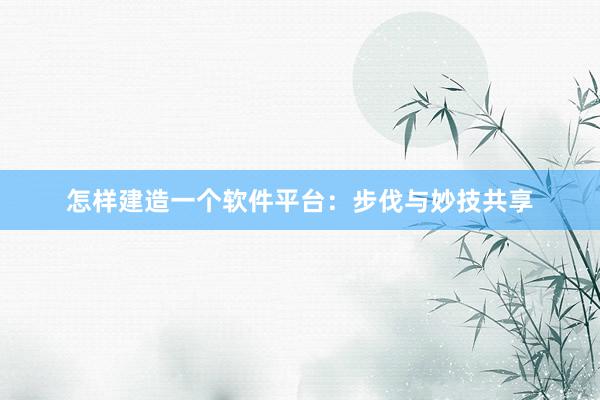 怎样建造一个软件平台：步伐与妙技共享